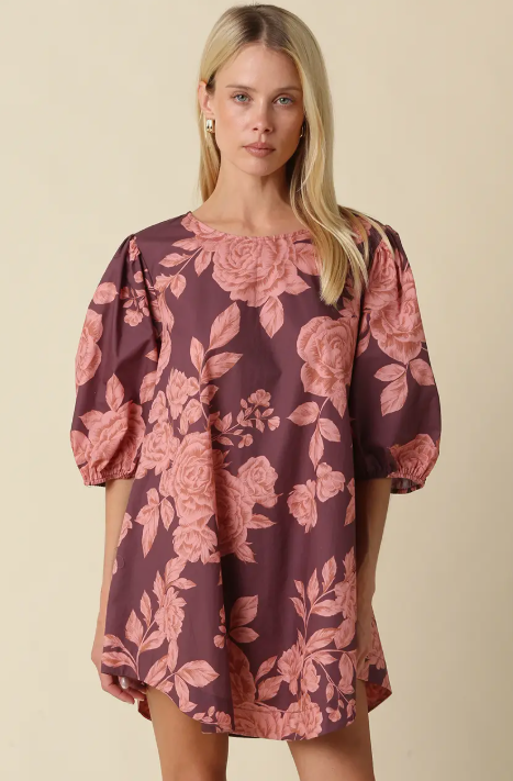 Rose Floral Mini Dress