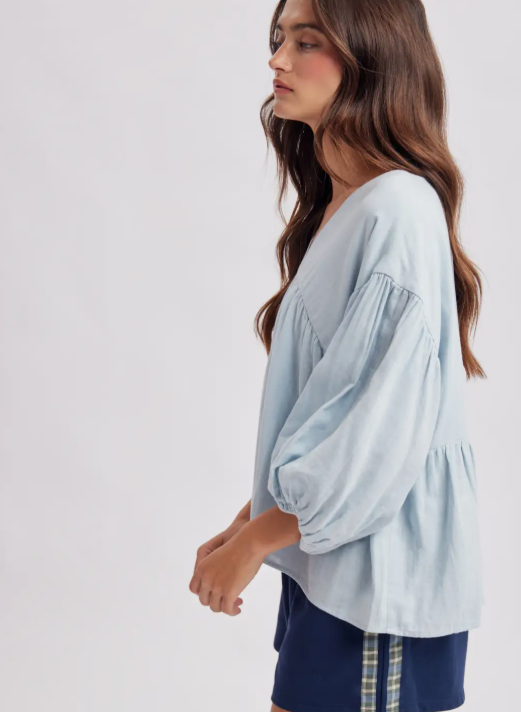 Sage Balloon Sleeve Blouse