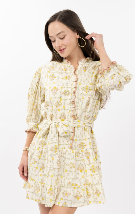 Trellis Flowers Mini Dress